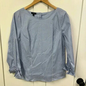 Talbots large petite blouse striped bow tie sleeve with button closures